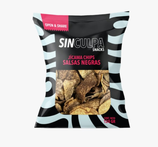 Sin Culpa Snacks-Jicama deshidratada Salsas Negras 120gr
