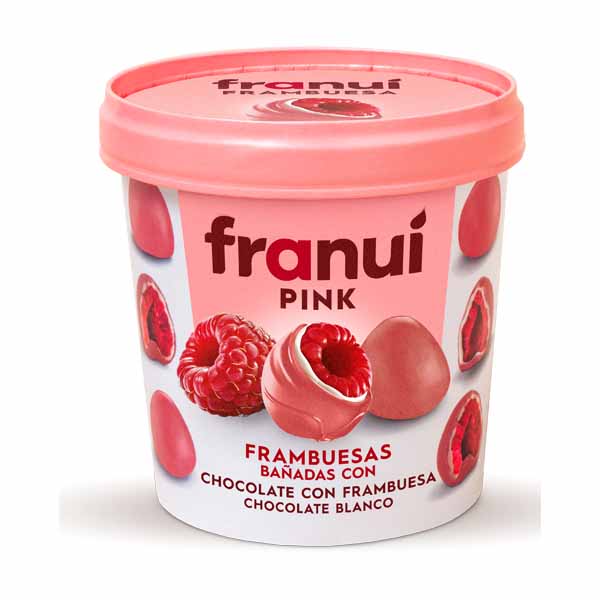 Franui Pink -Frambuesas bañadas de chocolate blanco con polvo de frambuesas-Sólo envíos CDMX