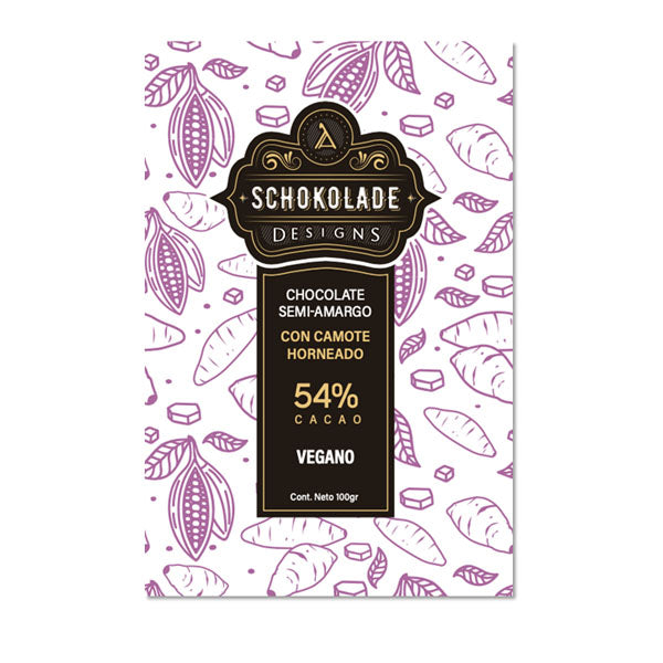 Schokolade-Tableta de chocolate semi-amargo 54% con camote horneado