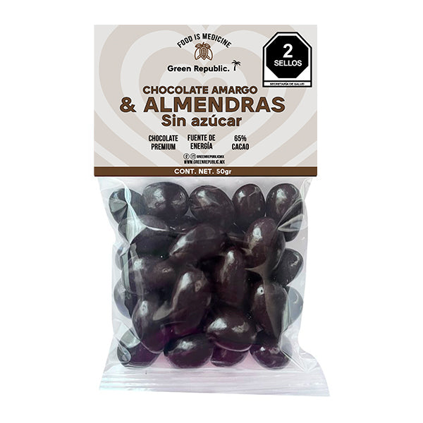 Green Republic-ALMENDRA CON CHOCOLATE AMARGO SIN AZUCAR 50gr