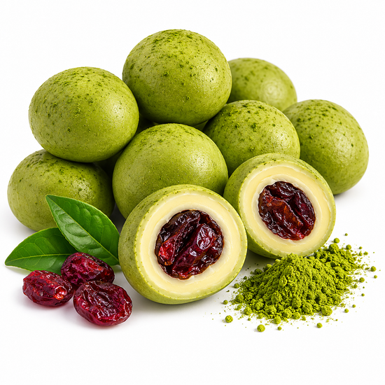 Arándano con matcha y chocolate blanco