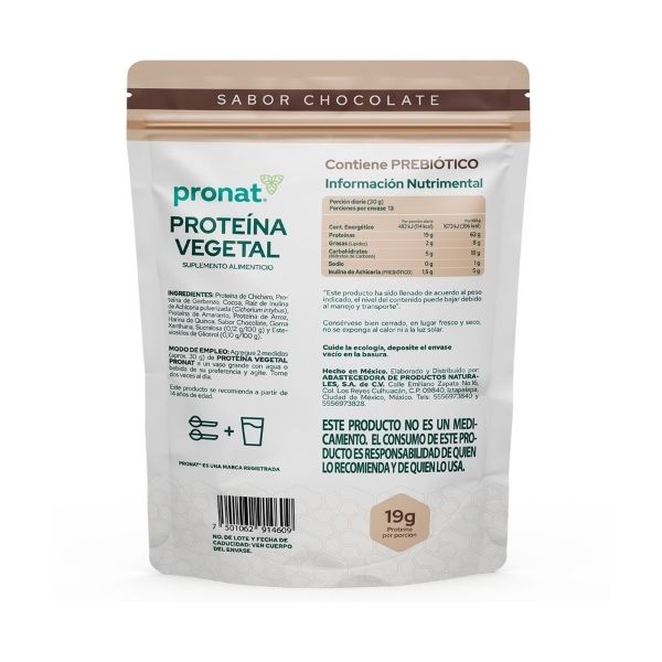 Pronat-Proteína vegetal sabor chocolate 400 gramos
