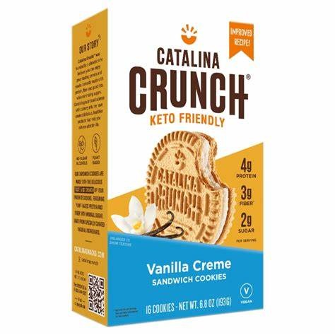 Catalina Crunch - Galleta de Harina Vegetal Rellenas Sabor Vainilla 193gr