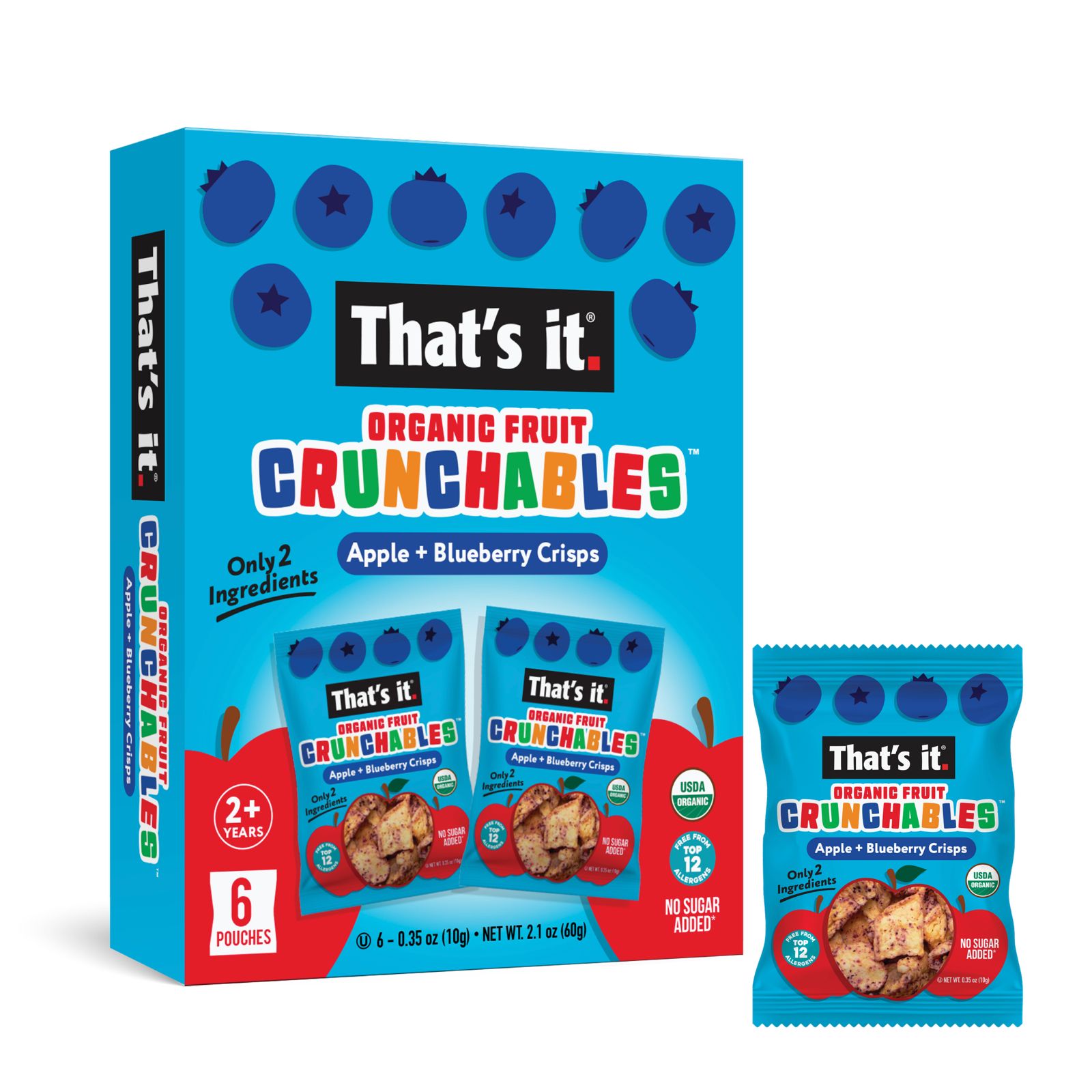 That´s It-ORGANIC FRUIT CRUNCHABLES APPLE + BLUEBERRY 10 G / 6 PACK