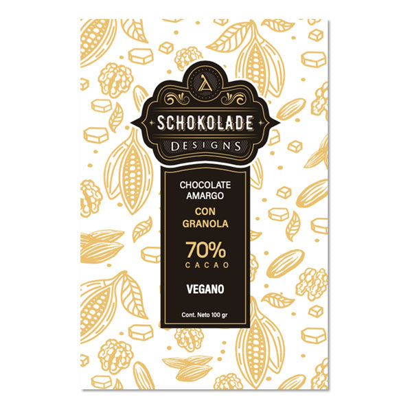 Schokolade-Tableta de chocolate amargo 70% con granola