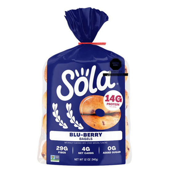 Pan Sola Bagel Keto SOLA Sabor Mora Azul  - Solo CDMX