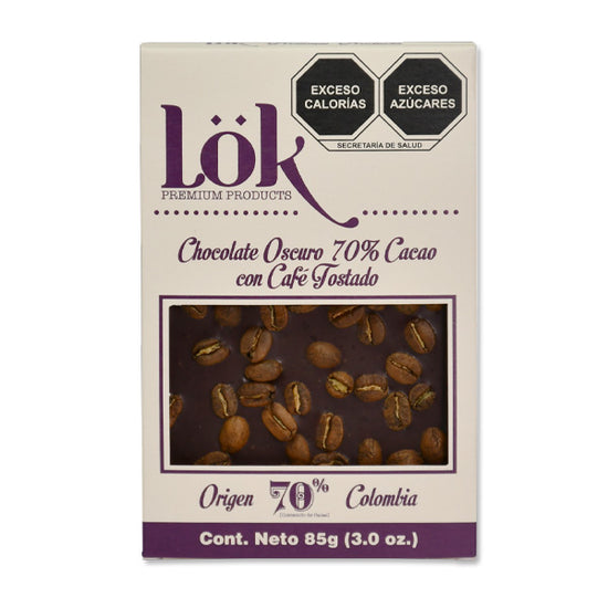 LöK-Chocolate Oscuro 70% Cacao con Café Tostado