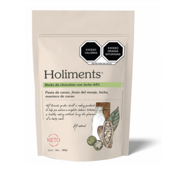 Holiments - Barks de chocolate con leche 44%