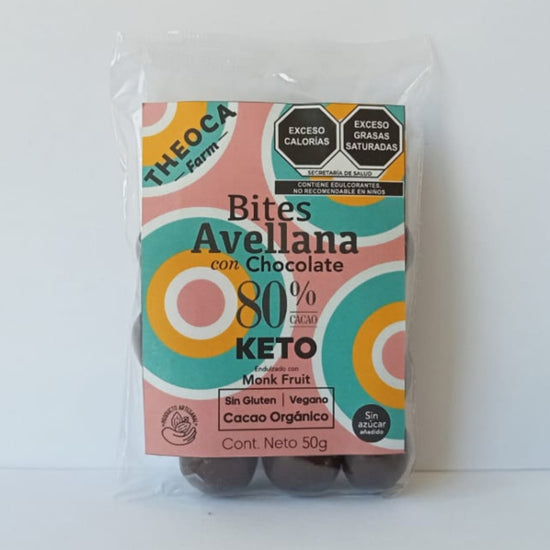 Theoca- Bites de Avellana Cubierta con Chocolate Keto 80% Cacao